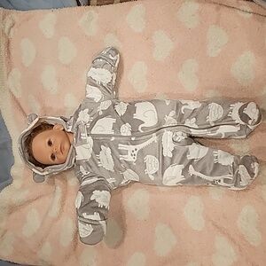 F Winter suit 0-3 months safari elephant Simple Joy Carters snowsuit